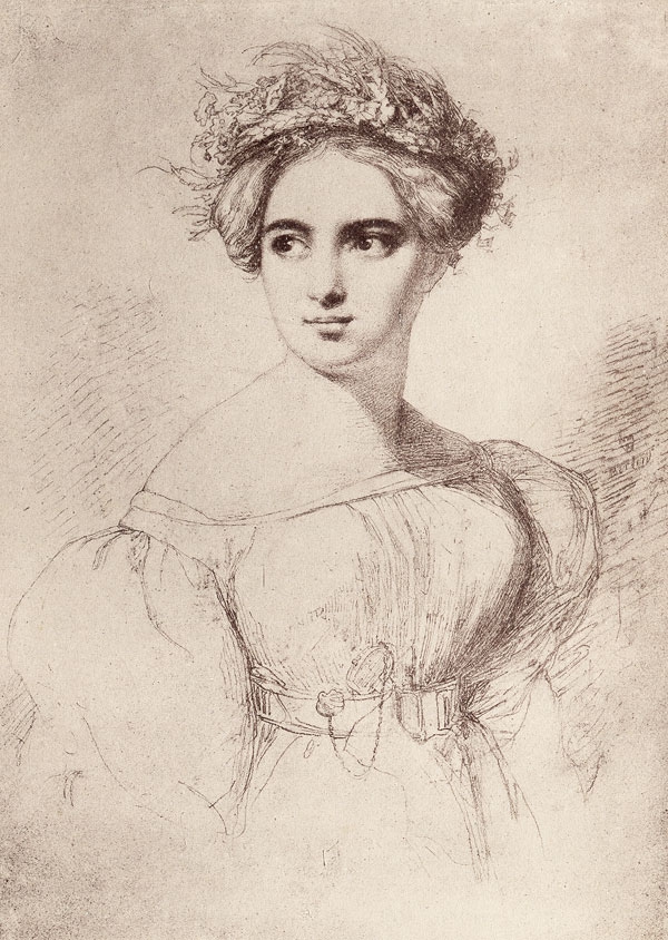 An image of Fanny Mendelssohn, sketched by her husband Wilhelm Hensel.